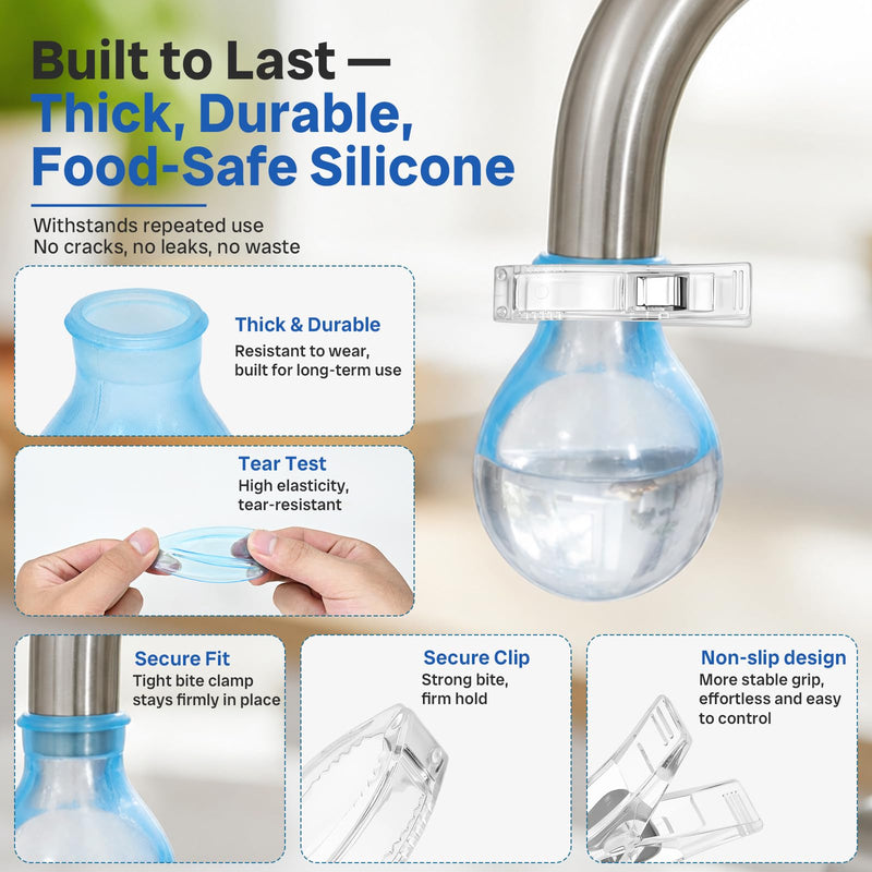9Pcs Faucet Descaling Gadget for Limescale Removal - Reusable Silicone Cover Gadget Tap Faucet Cleaner with Clip and Disposable Gloves Fits for Most Kitchen & Bathroom (0.79-2.5IN)