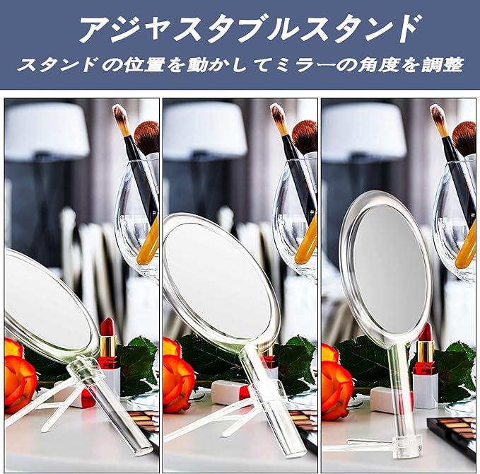 MILEDUO Double Sided Handheld Mirror with Stand 1X/10X Magnifier with Handle Clear Adjustable Handheld Mirror Round Makeup Hand Mirror for Women Girls Makeup Tools Home Travel - NewNest Australia