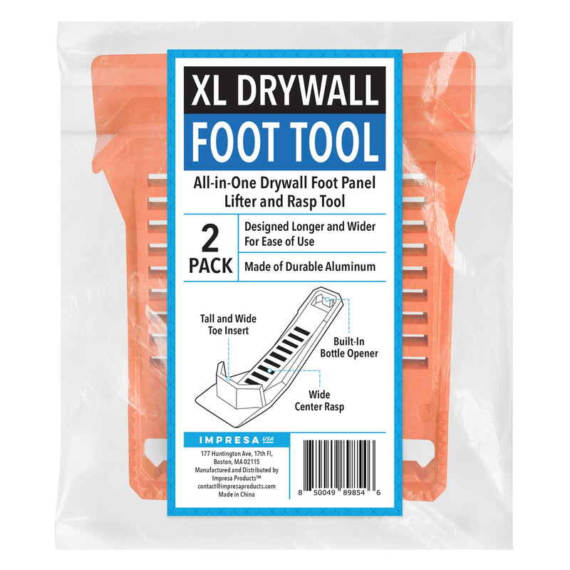 IMPRESA [2 Pack] XL Drywall Lift & Sheetrock Kicker Multi-Tool with Built-In Rasp & Bottle Opener - Drywall Lifter Foot Lever for Wall Panels & Doors - XL Tools & Accessories
