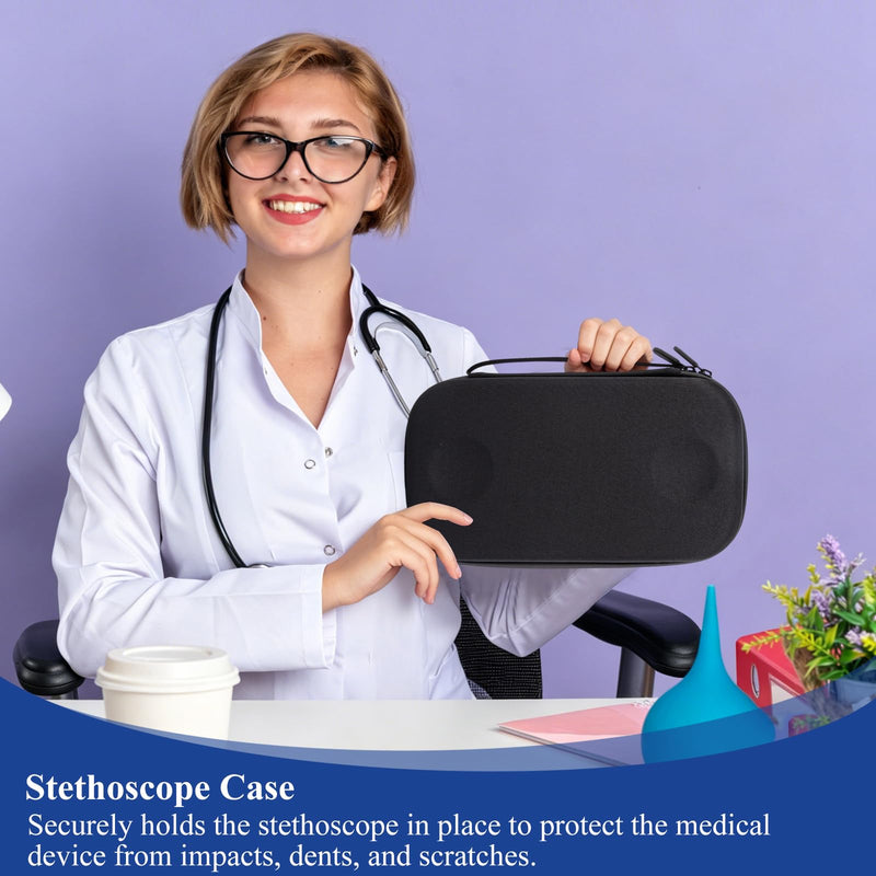 Stethoscope Case,for 3M Littmann Stethoscope Case,Stethoscope Bag,Medical Assistant Cardiology IV Estetoscopio Essentials,Estuche para Estetoscopio with Pocket,for Doctor & Nurse Accessorie (Black) Black