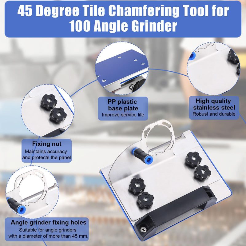 45 Degree Tile Chamfering Tool Angle Grinder Stand, Adjustable Angle Grinder Stand Attachments for Tile 45 Chamfering Cutting Attachments Bracket Set Cutting for 100-Type Fathers Gifts Day