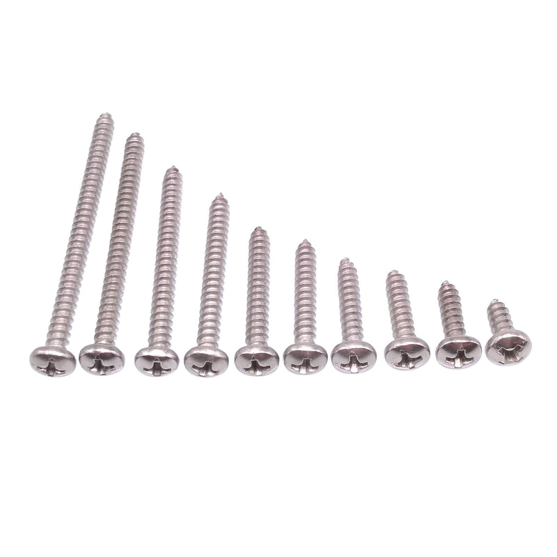 Yodaoke 200pcs #6 304 Stainless Steel Phillips Pan Head Wood Screws Assortment Kit
