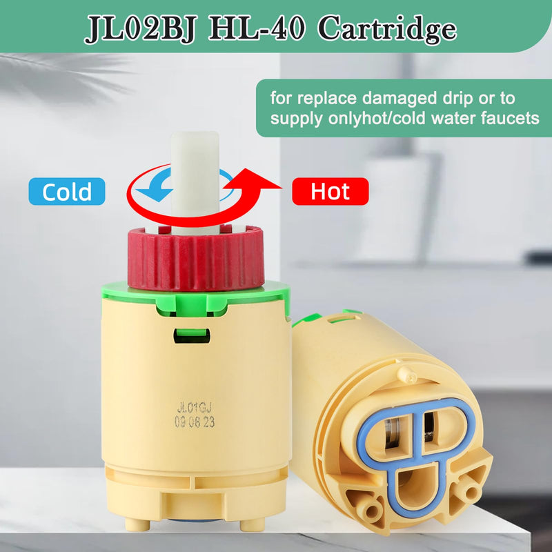 HJ-40 JL01GJ Faucet Cartridge Replacement, 40mm Shower Cartridge Replacement, Compatible with Replaces Cartridge on Many Brands Shower and Tub Cartridge