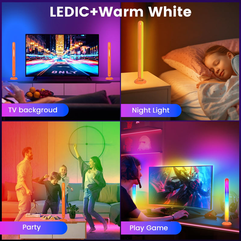 Smart LED Light Bars, Borllyem TVLEDICWW TV Backlight with Double Light Beads, App Control, 2.4G Remote, Music Syncing and 22Modes for Gaming, Room Decoration (USB Without Adapter) Orange Shell
