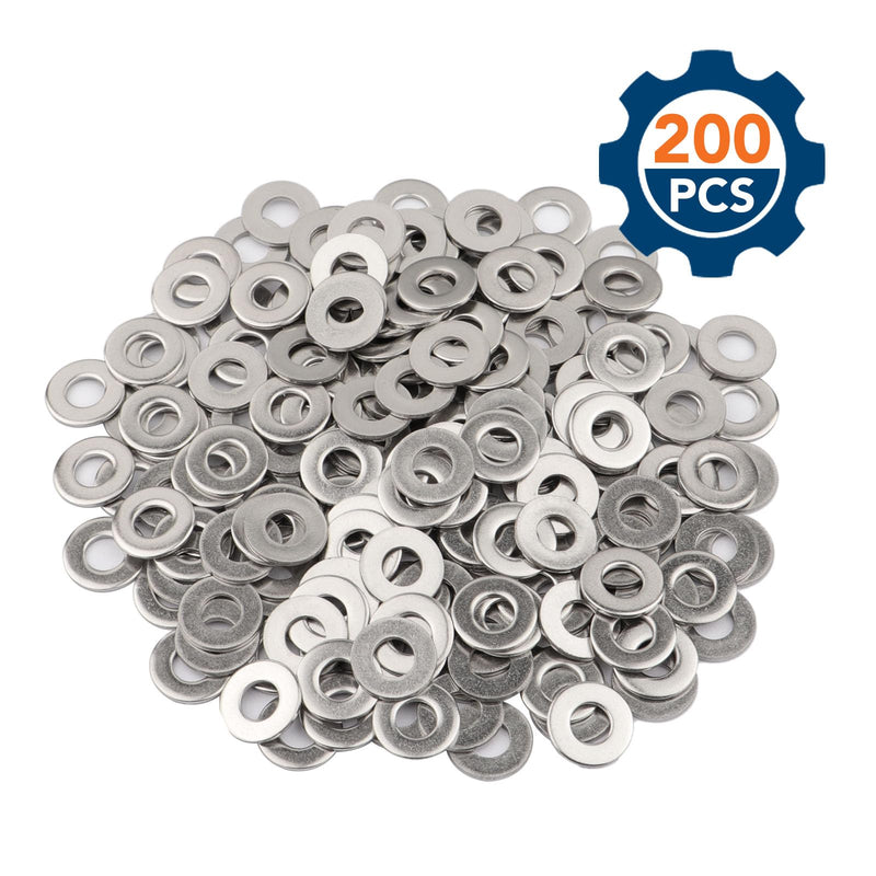 1/4'' Flat Washers OD 5/8'' 304 Stainless Steel Washers SAE Metal Washers,Pack of 200 1/4''