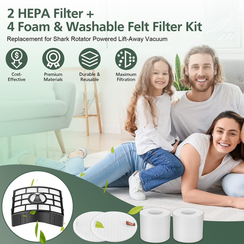 NV752 AZ1002 Replacement Filters for Shark Rotator Powered Lift-Away Vacuum NV650 NV650W NV651, NV652 NV750W NV751, NV752 NV831 NV835 AX950 AX951 AX952 ZU632 AZ1000W AZ1002 AZ1002BRN, XFF650 & XHF650