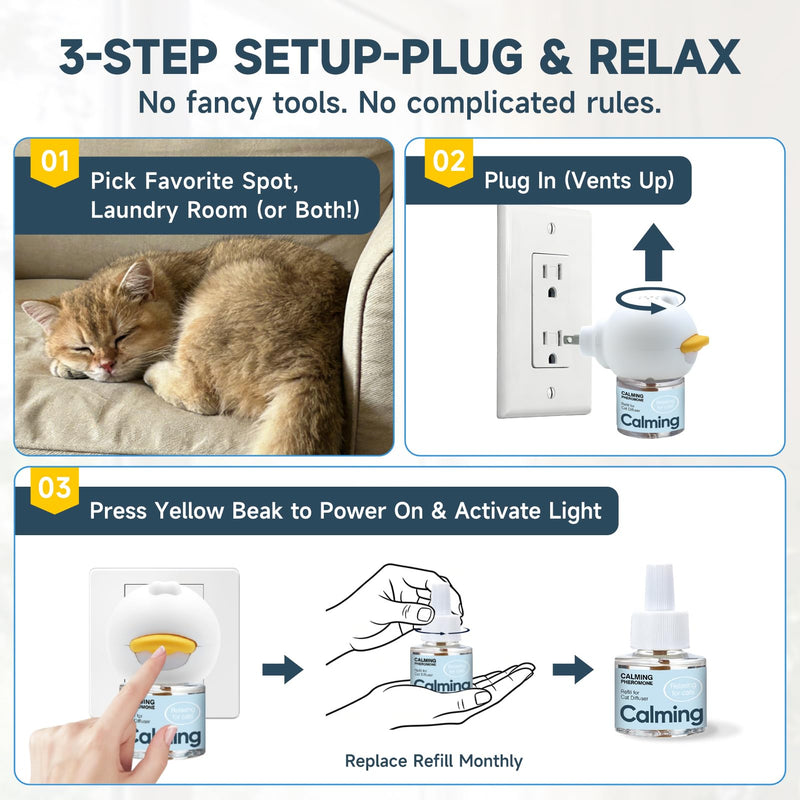 Cat Pheromone with 4 Refill Peeing Cat Diffusers,Pet Diffuser Plug in Spray Relaxer for Cats Anxiety Feromonas Calming Pheromones Relaxing Stress Diffuser Calmer