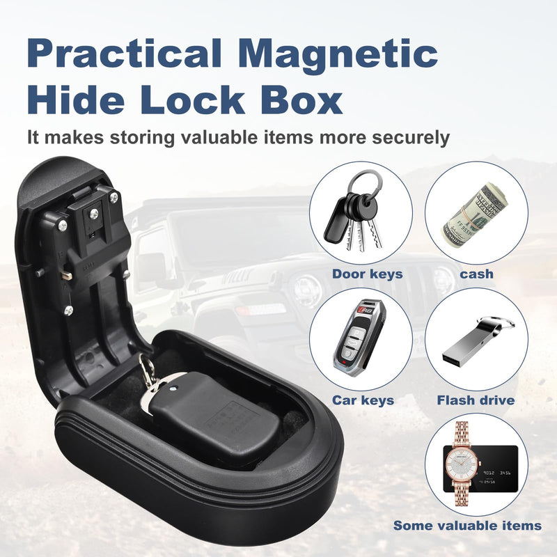 Magnetic Key Box for Under Car with Combination Lock Hidden Key Holder for Outside with Magnet for Storage Spare Key Outdoor Keychain Lock Box (1, Black) 1