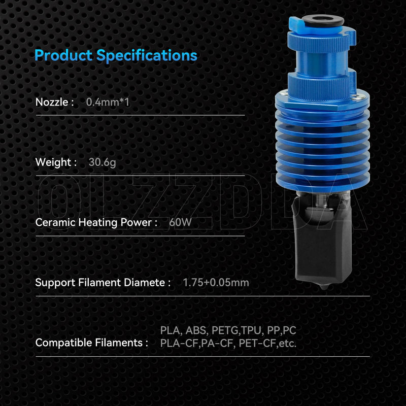 TZ-V6-3.0 Extrusion Head-Blue v6 Hotend, All Metal Hotend,Ender 3 Upgrades Hot end Kit,for Ender 3, Ender 3-v2,Ender 3 Pro Voron 2.4 Prusa i3 MK3S MK3 MK2S 3D Printer Upgrades v6 Hotend