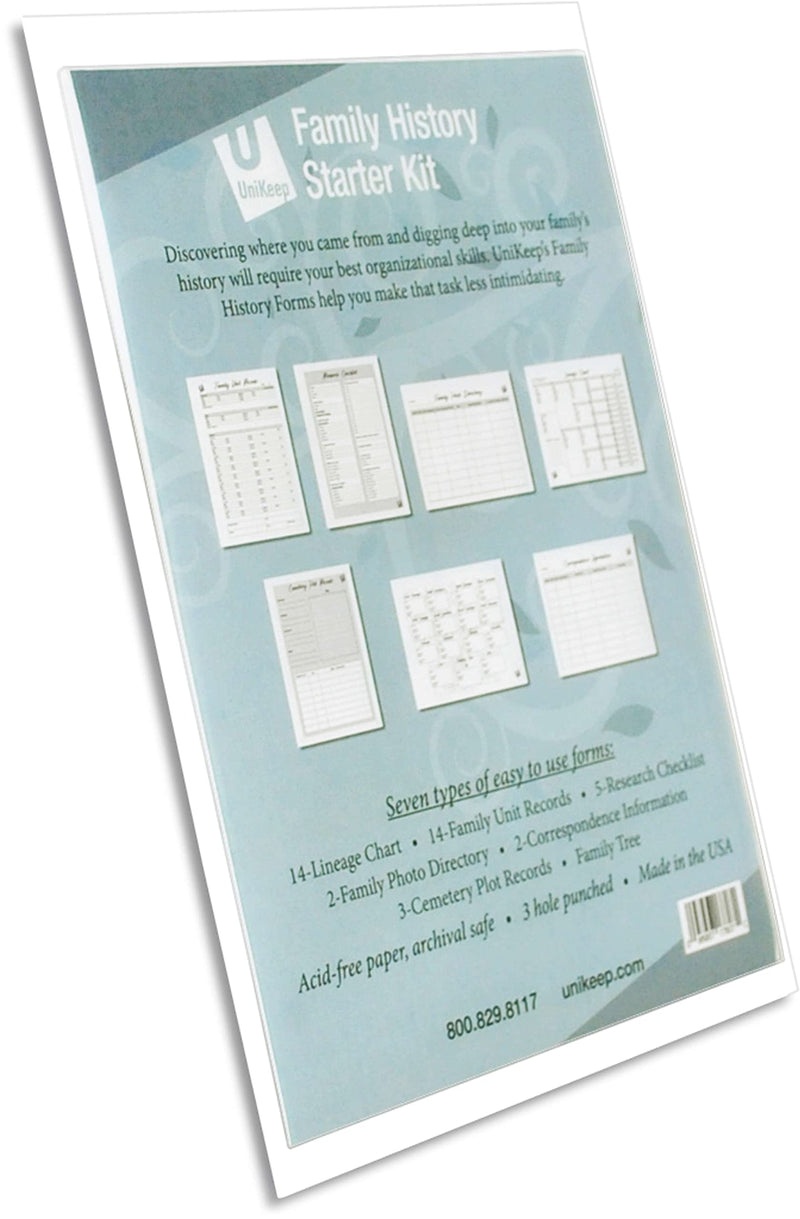 UniKeep Pedigree Charts for Genalogy Reasearch - Archival Quality Paper (Starter Kit) Starter Kit
