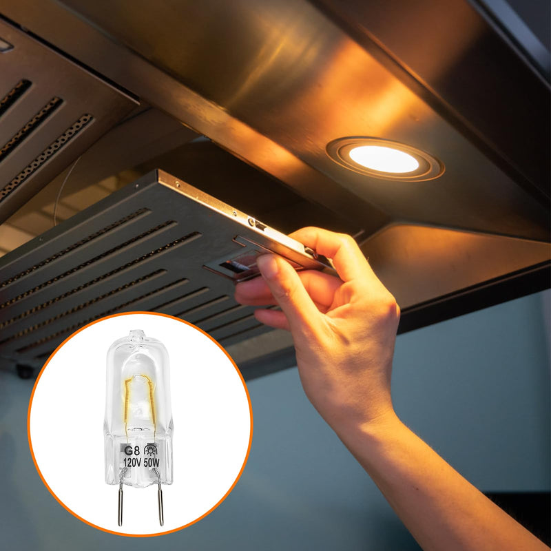 Belleone Light Bulb Fit for GE Microwave Oven - 120V 50W Halogen Light Bulb Lamp Compatible with GE Over The Range Microwave Hood, Kitchen Over Stove Light Surface, Replaces WB08X10057 WB08X10051