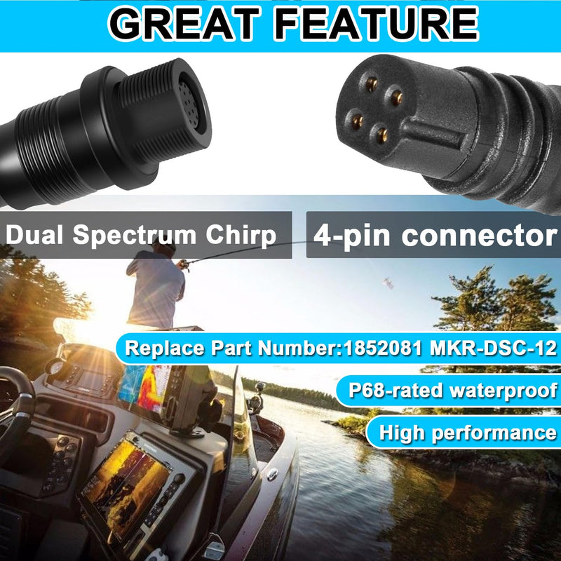 1852081 MKR-DSC-12 Adapter Cable 4-PIN (Dual Spectrum Chirp) Fits for Garmin Echo, EchoMAP, EchoMAP Chirp Striker, Striker Plus, Striker Vivid Fish Finders(Only for 2D Sonar)