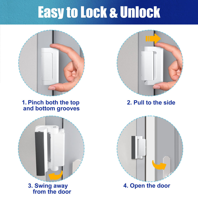 4Pack Door Reinforcement Lock Withstands 800lbs of Force - White Extra Proof Door Lock for Kids Safety with 8 Screws Prevents Unauthorized Entry,Add a Door Security Locks for Home Safety & Privacy 4