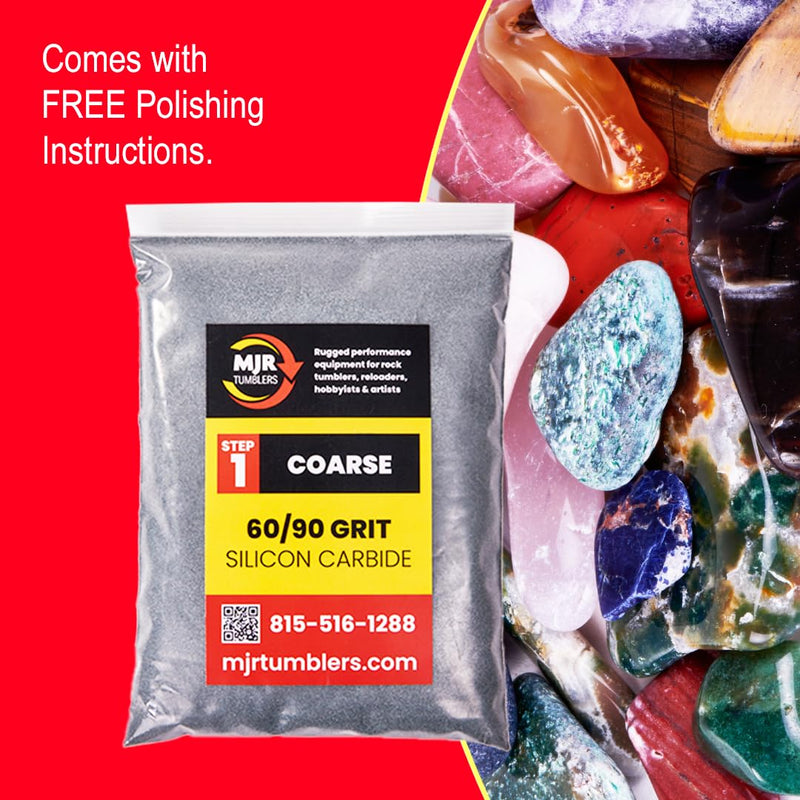 1lb of MJR Tumblers Premium 60/90 Coarse Silicon Carbide Rock Polishing Grit for Step/Stage 1, MJR Tumblers is a Disabled and Veteran Owned Company Proudly Located in USA 1 LB