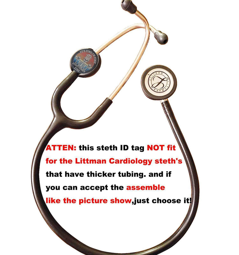 Stethoscope ID Tag Stethoscope Label Charm, Name tag, Medic, Nurse, Doctor, Vet, EMT Come with 1 Retaractable Badge Reel (Skull Fine) Skull Fine