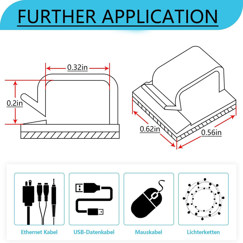Cable Clips，50PCS Electrical Cord Management Adhesive Cable Wire Clip Wire Clips Wall，Used for Cars, Offices, and Homes Cable Clips Cord Organizer (Transparent) Transparent