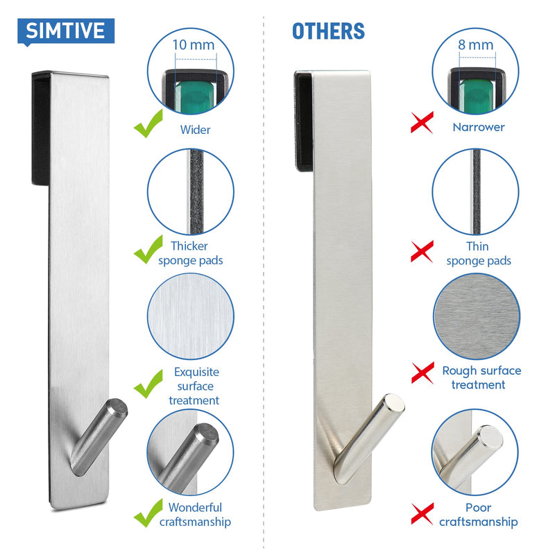 Simtive Extended (7-Inch) Over Door Hooks for Bathroom Frameless Glass Shower Door, Towel Hooks, 2-Pack, Silver 7 In-2 Pack
