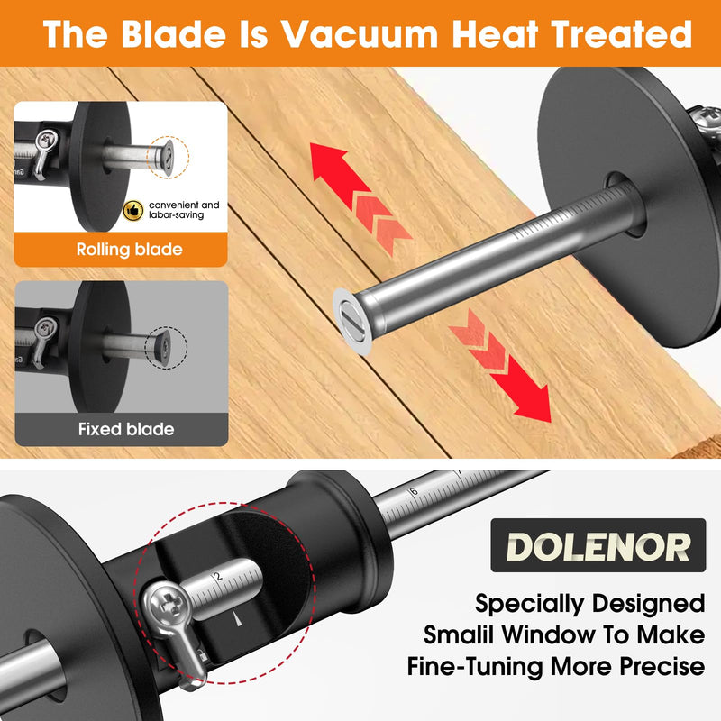 Wheel Marking Gauge Knife Woodworking, Scribe Tool Woodworking, Adjustable 0-12cm, Aluminum & Brass Options, for Parallel Lines, Dovetail Joints & Professional Carpentry (Aluminum)