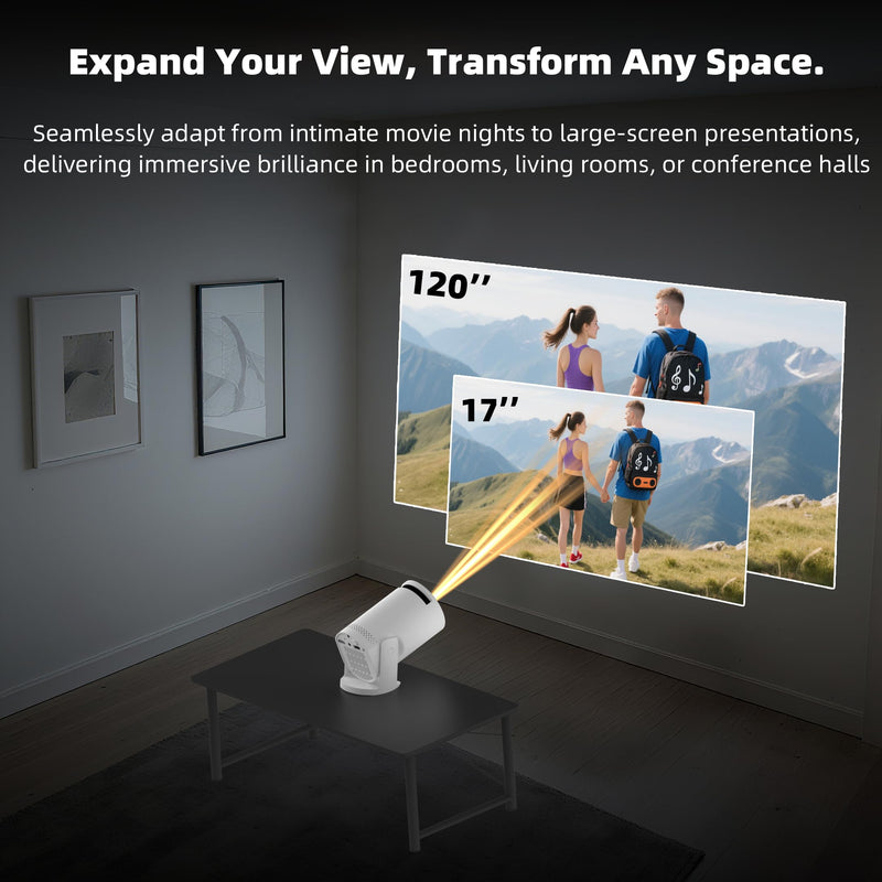 Wireless Mini Projector with WIFI 6 and Bluetooth, 4K 1080P Support Portable Projector 180° Rotatable. 17"-130" Screen Video Projector. Compatible for Smartphone, Laptop, PC(Q5 mate) Q5 mate