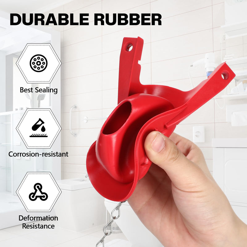 Lasnten 8 Pcs 3 Inch Rubber Toilet Flapper Replacement Kit Toilet Tank Flap with 2 Toilet Handle and Stainless Chain Toilet Stopper Flapper Compatible with TOTO Flapper Model G-Max, Easy to Install Red
