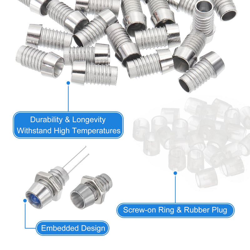 PATIKIL 3mm Emitting Diode Holder, 25 Pcs Plastic Chrome Plated LED Holder Clip Mounting Bracket Socket Cap Nuts for Lamp Bulb Bezel Mount Panel LED Display, Silver