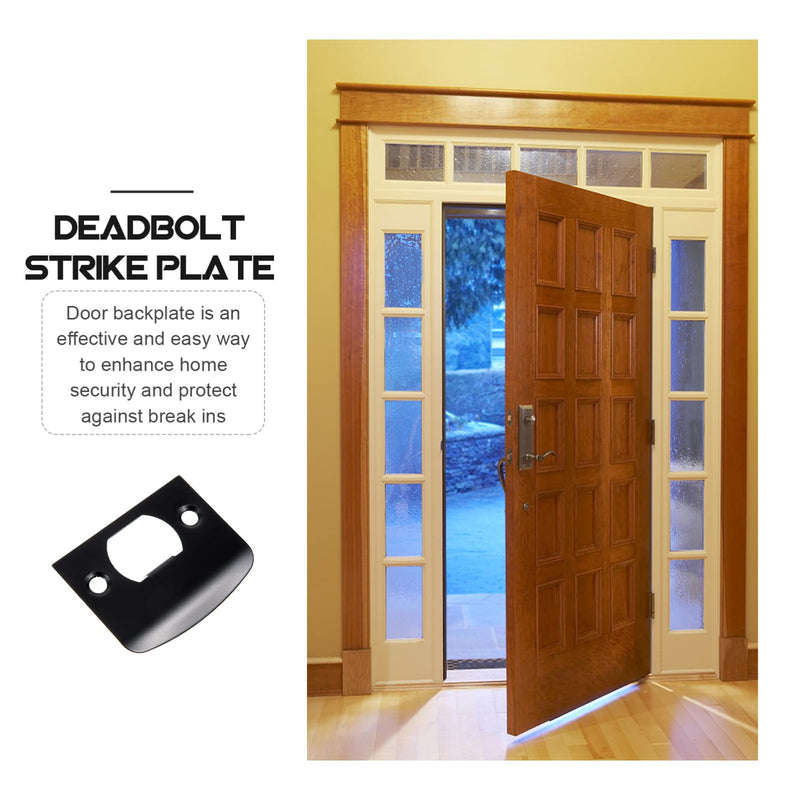 DOITOOL Full Lip Round Corner Deadbolt Strike Plate, 4 Pack Door Strike Plate Black Deadbolt Strike Plate Stainless Steel Deadbolt Covers Door Reinforcement Kit