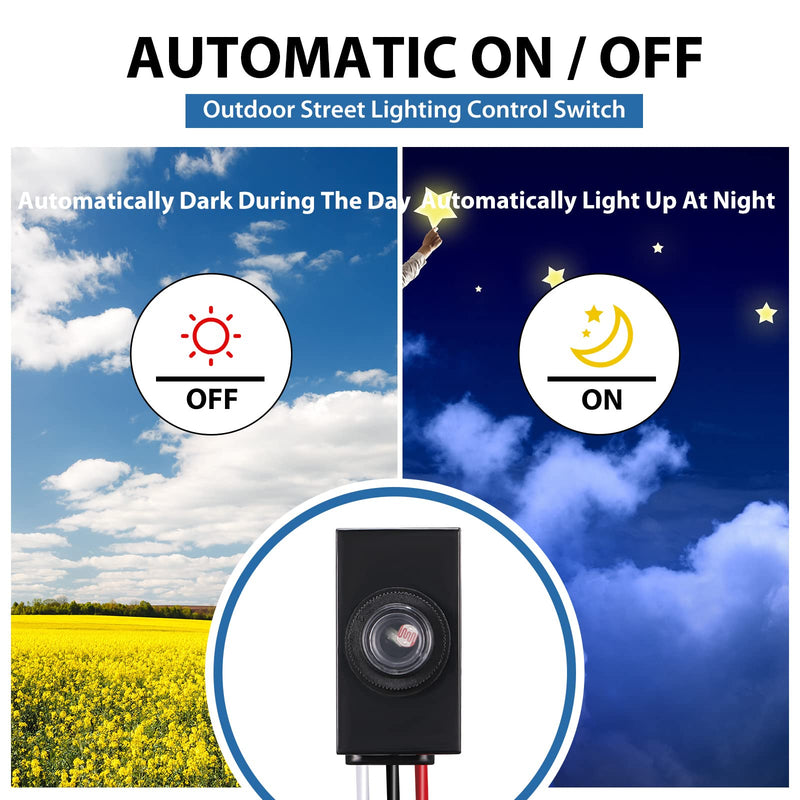 Flutesan 3 Pieces Dusk to Dawn Sensor for Outdoor Lighting 100-277v Photocell Sensor Photo Eye Sensor Photoelectric Switch Hardwired Post Eye Light Control Most Outdoor Lamp Fixtures Bulbs