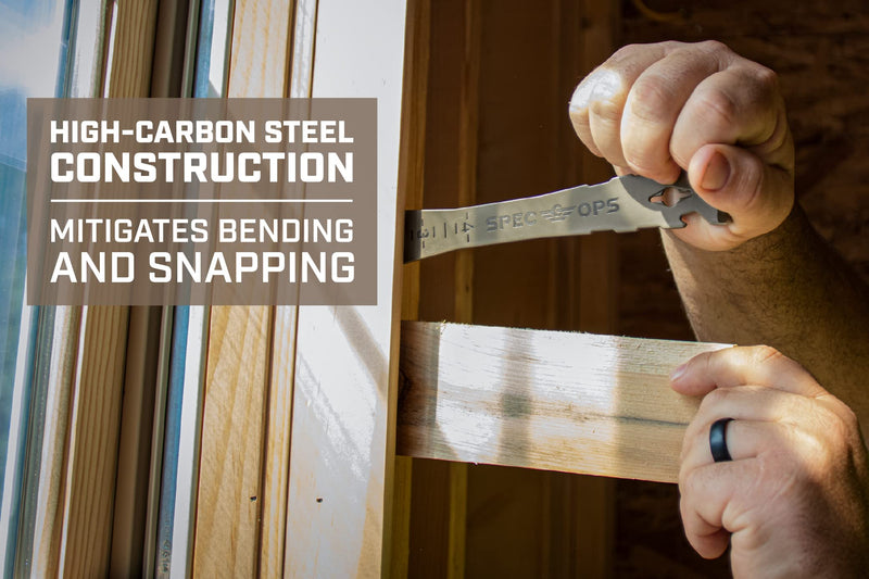 Spec Ops Tools 9.5" Trim Bar, Pry Bar, High Carbon Spring Steel, Built in Ruler and Pry Bar, Beveled Edges, Nail Puller, 3% Donated to Veterans 1 Pack