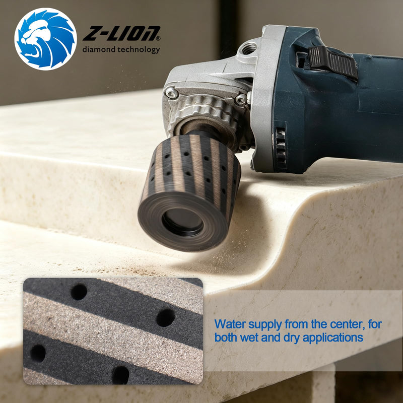 Z-Lion Diamond Drum Profiler with 5/8-11 Thread 2 Inch for Polishing Granite Concrete Stone Sink Hole(Grit 100) ZL4-Grit100#