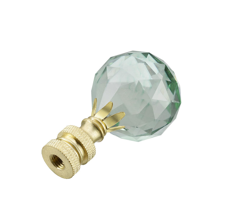 Aspen Creative 24007-22 Light Green Faceted Crystal Lamp Finial in Brass Plated Finish, 2 1/4" Tall (2 Pack) 2 Pack