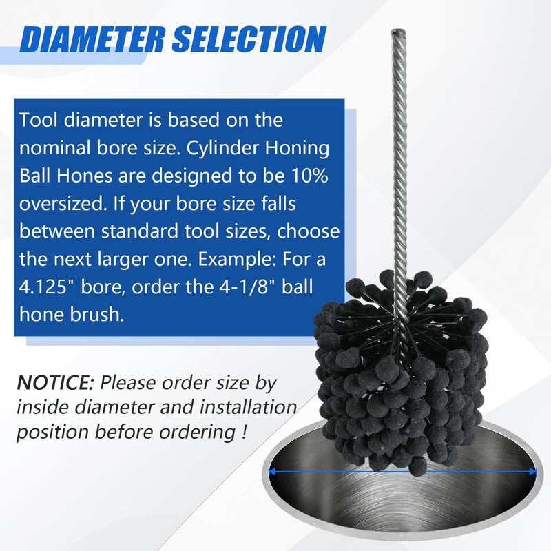 Cylinder Honing Ball Brushes, 4.125" (105mm) 240 Grit Silicon Carbide, Compatible with GB41824, Flexible Hone Tool for Hydraulic, Pneumatic, Engine and Brake Cylinders