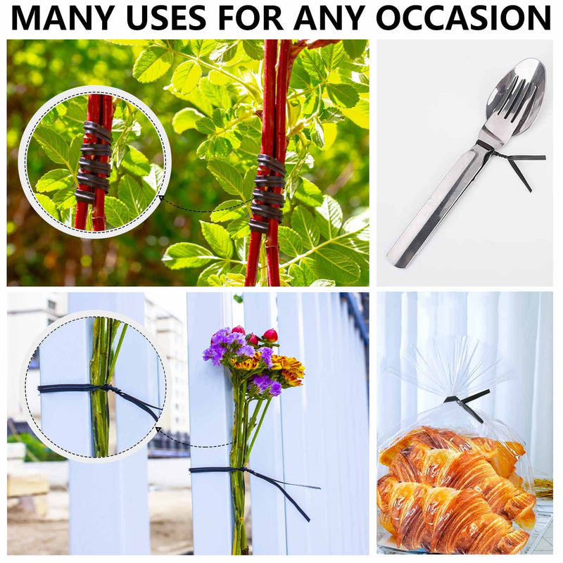 400 Pcs Twist Ties for Bags 5" Cable Ties Bag Twist Ties for Cord Twist Bread Ties Reusable Black Plastic Coated Ties Twist Ties Heavy Duty Bread Ties Wire Twist Ties for Household and Office Use 400 PCS