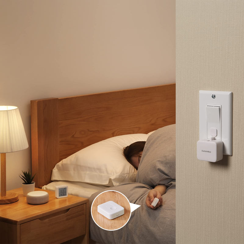 Switchbot Smart Switch Button Pusher (Bluetooth) – Fingerbot for Rocker Switch/One-Way Buttons, App Timer Control, No Wiring, Optional Hub Required for Voice/Remote, White Bot+Remote