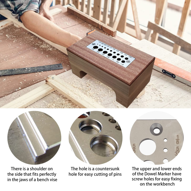 A2 Steel Dowel Plate, Wood Dowel Plate Maker,High Speed Steel Dowel Plate,Available for All Softwoods and Hardwoods (English 17 Holes) English 17 Holes