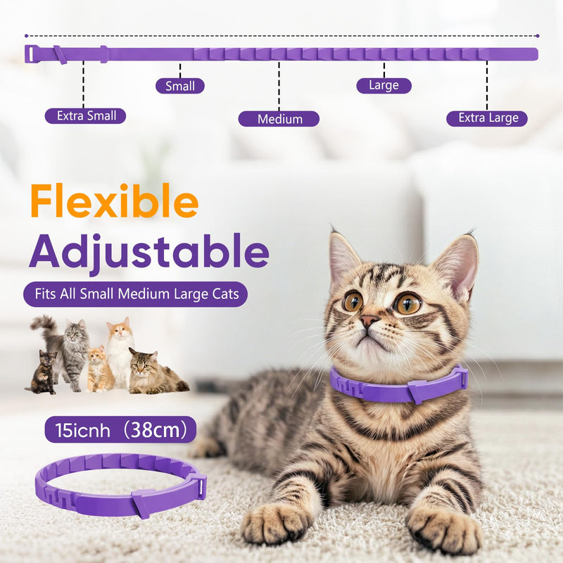 Calming Collars for Cats 4 Pack – Long-Lasting Pheromone Support for Anxiety & Stress – Secure Anti-Slip, Durable & Adjustable 15″ Design – Ideal for Multi-Cat Homes & Introducing New Pets 4 Packs