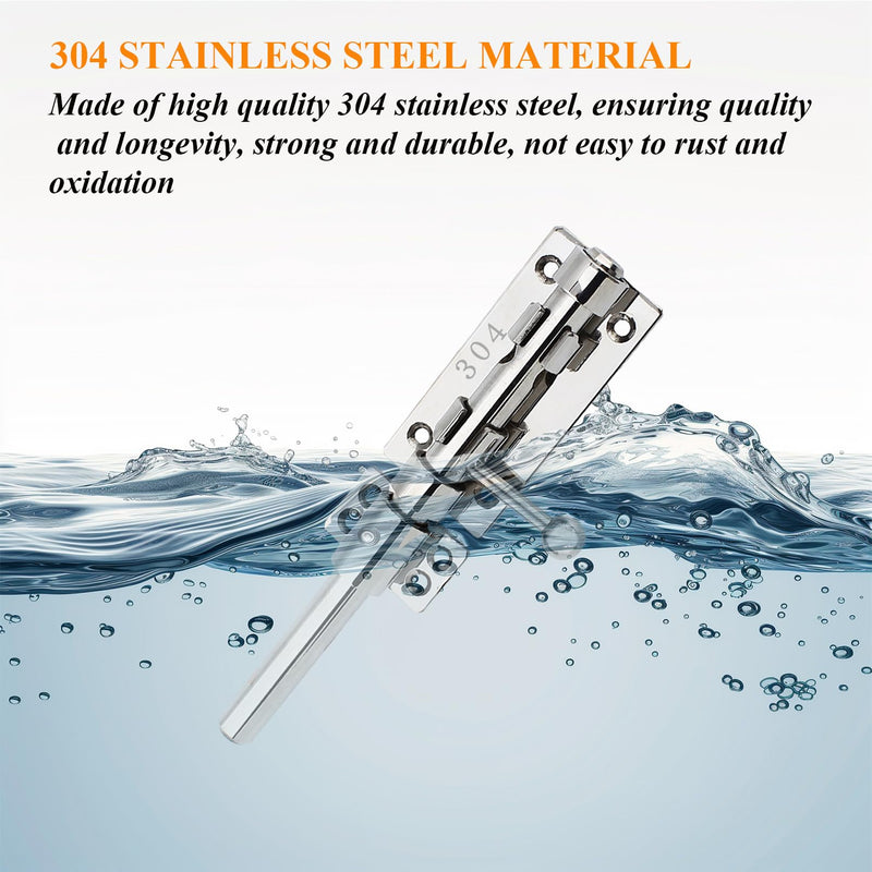 Slide Bolt Gate Latch Solid Gate Lock Heavy Duty 304 Stainless Steel Barrel Bolt Lock Security Guard Door Latches Thickened Gate Hardware with Dust Canister for Barn Fence Shed Basement 2pc 8in