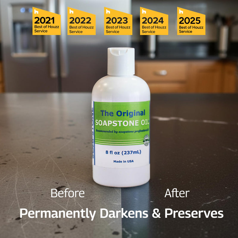 The Original Soapstone Oil | All Natural Food-Safe Blend (NO Mineral Oil) for Soapstone Countertops – Enhances & Darkens Stone, Low-Maintenance Easy to Apply (8oz) 8 Fl Oz (Pack of 1)