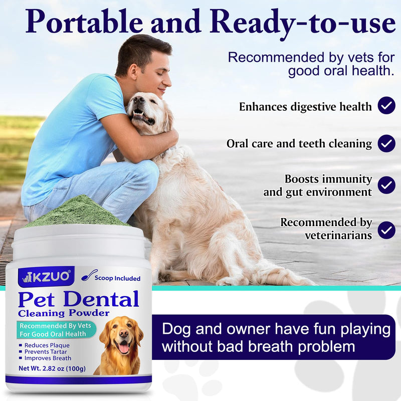 Dog Teeth Cleaning Powder - Dog Dental Powder - Dog Breath Freshener - Targets Tartar & Reduces Plaque & Bad Breath - Teeth Cleaning Made Easy Eliminate - for Small, Medium, Large Dogs (2PCS) - PawsPlanet Australia