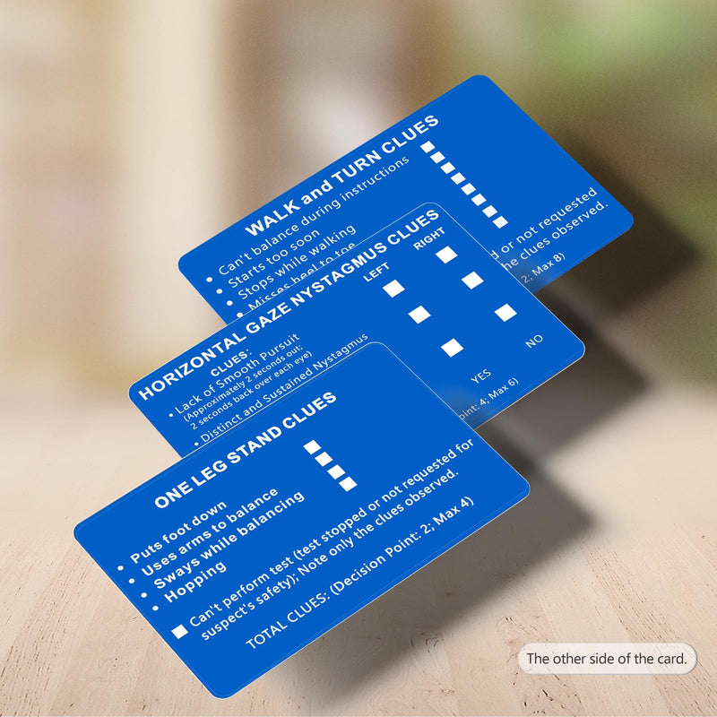 24PCS/8 SET SFST/HGN Checklist Cards, Metal Standardized Field Sobriety Test Instruction Card Walk and Turn, HGN, One Leg Stand Cards for Law Enforcement (BLUE) BLUE 8 Set 24pcs