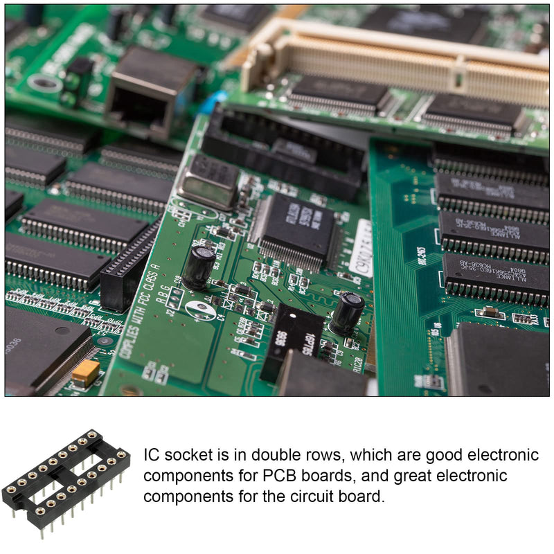 DIP IC Chip Socket Adapter Soldering [for PCB Circuit Board] - 2.54mm Pitch/18 Round Pins/ 10 Pcs