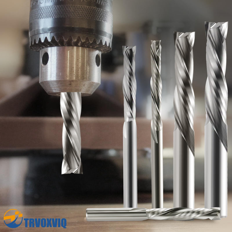 Compression CNC Spiral Router Bits 5PCS, 2 Flutes 5/32'' Shank Up Down Cut Solid Carbide End Mills, 7/8'' Cutting Length Milling Cutters CNC Bits for Wood Engraving Carving(4x22mm) 5/32'' Shank-5/32'' Dia-7/8'' CL