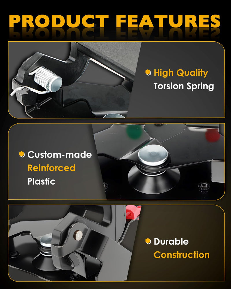 Tailgate Handle Set, Compatible with 1994-2002 Dodge Ram 1500 2500 3500 Pickup, Set of 2 Rear Bed Tail Gate Latch Handle & Bezel Trim with Rod Clips Assembly, Replace# CH1916101, CH1915102, 55074751