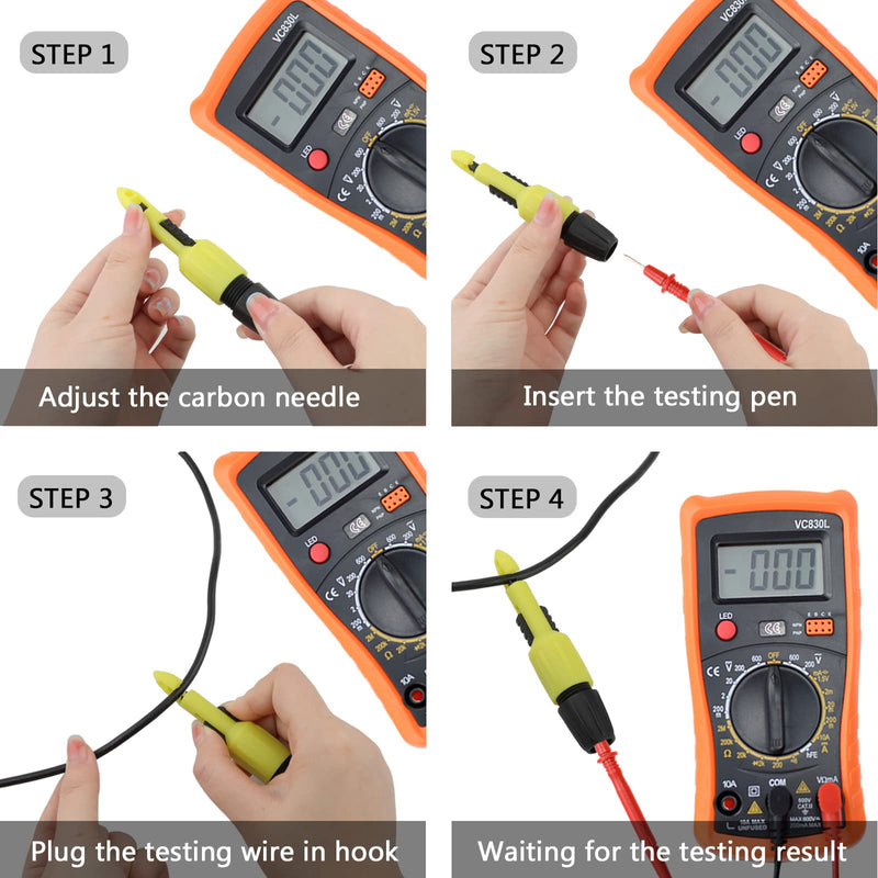 Wire Piercing Probe, Insulation Piercing Clip Tool for Multimeter Voltage Voltmeter Thermometer Testing(4 Pack) 2MM/4MM