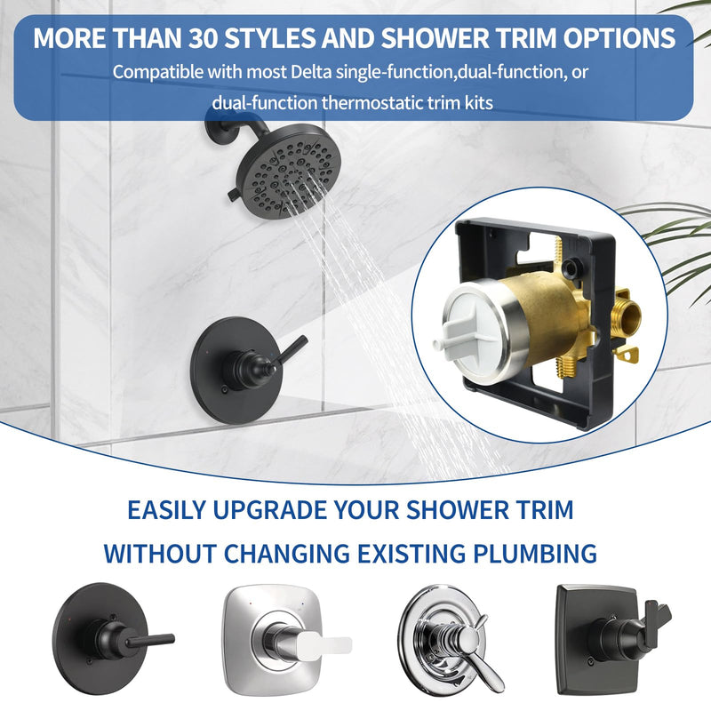 R10000-UNBX Shower Valve Body for Delta MultiChoice Universal Tub and Shower Trim Kits, Fits 13, 14, 17, and 17T Series Single-Function or Dual-Function Trim, Rough-In Valve (No Stops) R10000-UNBX（No Stop）