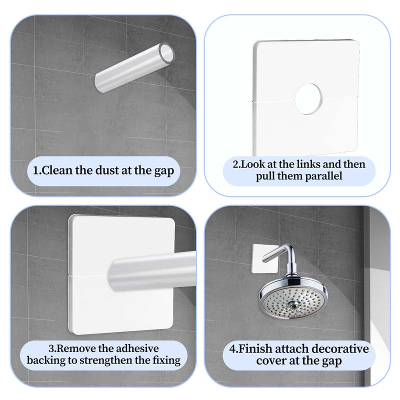 Molain 2 Pcs Escutcheon Plate Wall Split Flange, 22mm/0.87in ABS Wall-Mounted Water Pipe Flange Cover, Self-Adhesive Square Plumbing Cover Plates for Kitchen Shower Head Toilet(White) White