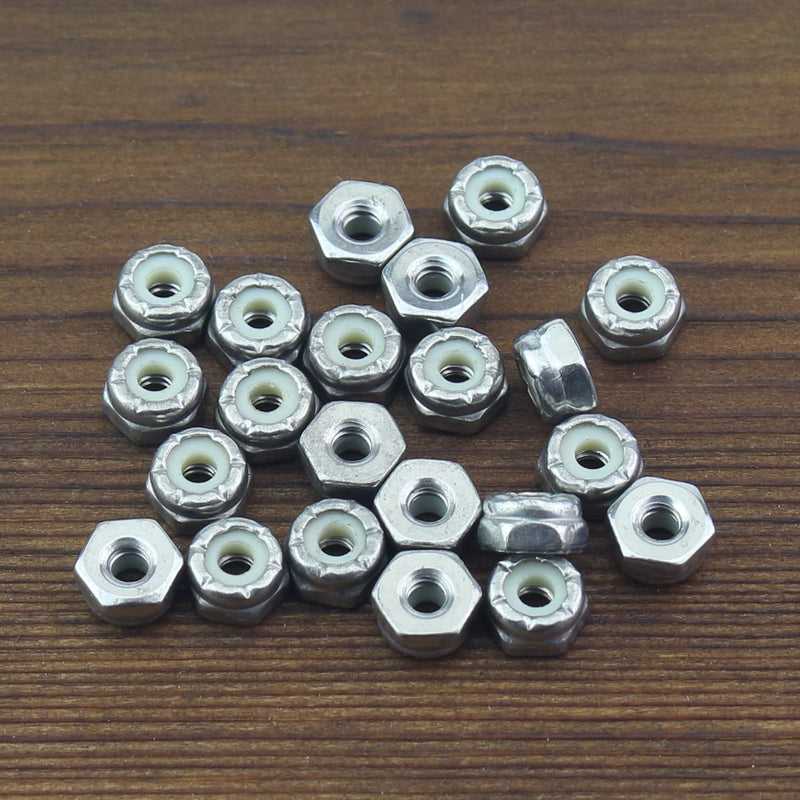 50 Pieces #4-40 Nylon Insert Hex Lock Nuts, 304 Stainless Steel (18-8) Locknuts, Bright Finish, Coarse Thread #4-40 (50 pcs)