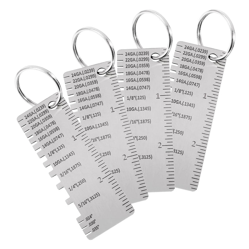 4pcs Gauge Metal Sheet Thickness Gauge Metal Gauge Tool Stainless Steel Thickness Gauge One Sided Material Wire Thickness Gauge Plated Size Inspection Tool
