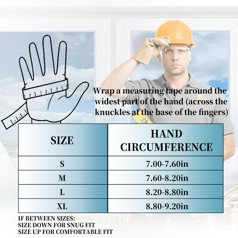 JUMPHIGH Mens Work Gloves, Synthetic Leather Mechanic Gloves Utility Gloves, Touchscreen Working Gloves for Multipurpose, Construction, Warehouse, Truck Driving(Yellow/L) Large Yellow