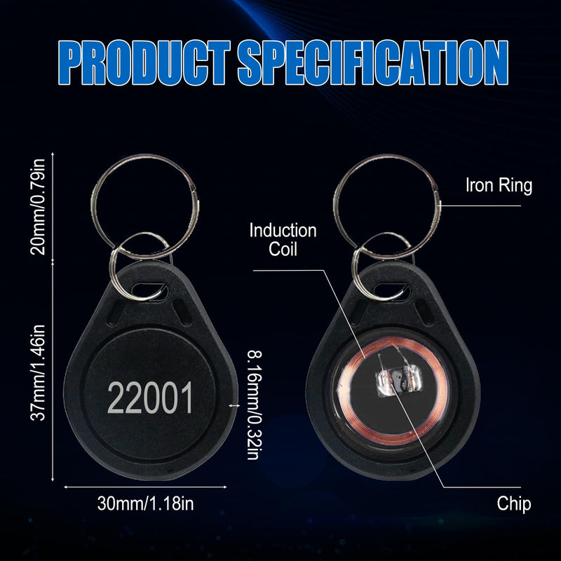 50pcs 26 bit Black Prox Keyfobs Proximity Fob Frequency 125KHZ H-ID Compatible with Prox Key ISOProx 1346 1386 1326 H10301 Format Card Readers, Works with The vast Majority of Access Control Systems