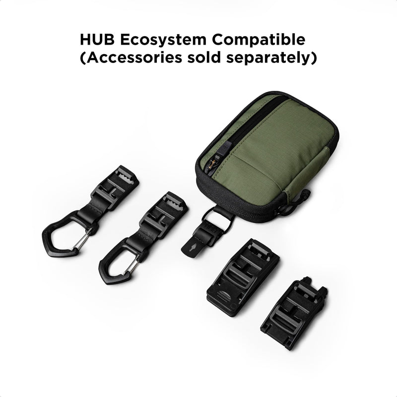 ALPAKA HUB Pouch V2 Tool Pouch Green Axoflux 210D Ripstop Nylon | For Cables, Cards, Coins, RFID Blocking Pocket Protector，Everyday Carry and Travel Green Slim-Axoflux 210D